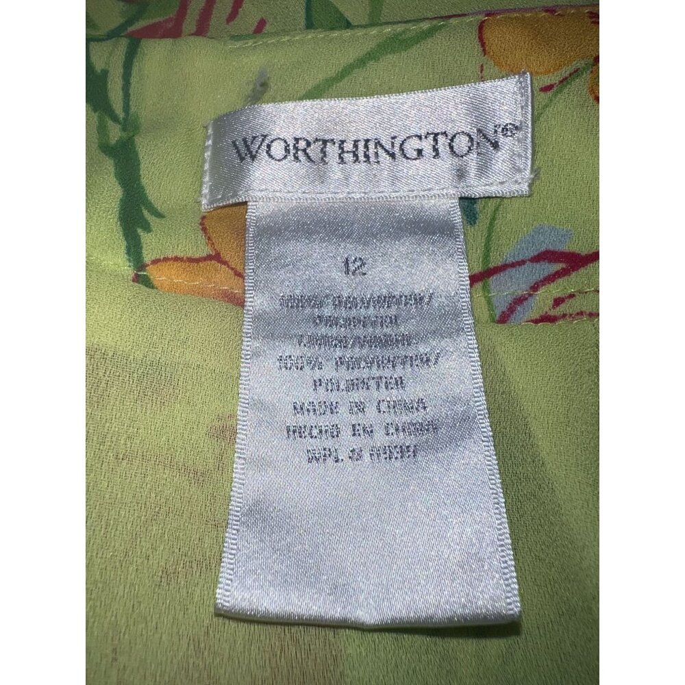 Worthington Womens Floral Yellow Midi Skirt Size 12 A-Line Lightweight & Flowing - Picture 2 of 7